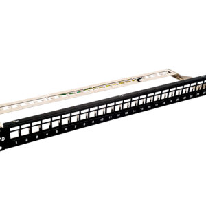 Patch Panel 24 Portas Descarragado Blindado Com Guia Traseiro